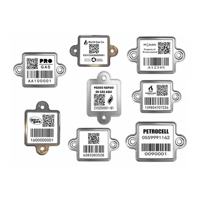 Theo dõi kim loại Thẻ mã vạch xi lanh LPG Nhãn hàng dọc Nhãn QR